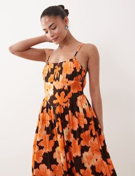 Robe longue tissée à bretelles - Hibiscus-multicolore 36