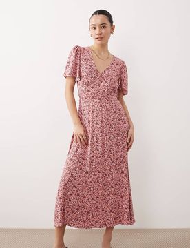 Atlas - Midikleid in Rosa mit Blümchenmuster Rosa 42