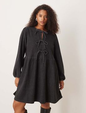 Eden - Robe courte en jean - Noir 46