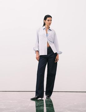 Alexa - Jeans in Indigoblau mit mittelhohem Bund und weitem Bein Blau W30 L30