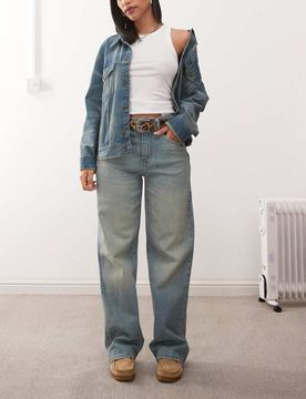Josie - Lässige Jeans mit blauer Tönung und hohem Bund Blau W30 L30