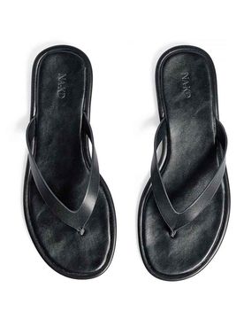 Flache Zehenstegsandalen in Schwarz Schwarz 41