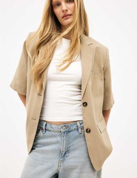 Kurzärmliger Blazer in Taupe-Neutral Neutral 32