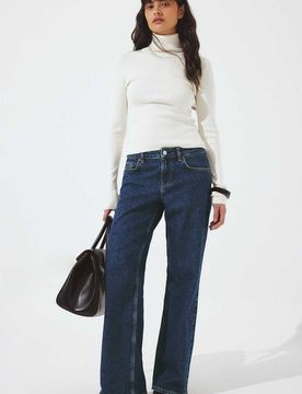 Lane - Jeans in Dunkelblau mit niedrigem Bund Blau 42