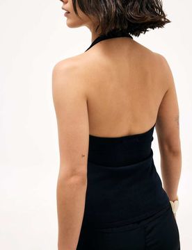 Neckholder-Oberteil aus Strick in Schwarz Schwarz 36-38
