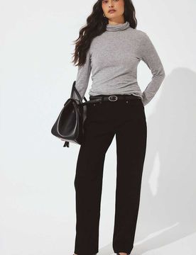 Way - Gerade geschnittene Jeans in Schwarz mit mittelhohem Bund Schwarz 34