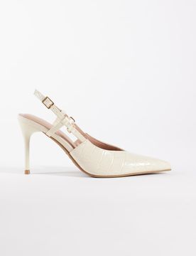 Chaussures ouvertes à talon et bride arrière - Crème-Blanc 41