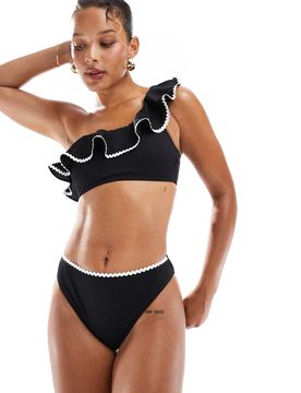 Bikinihose in Schwarz mit Languettenstich Schwarz 40
