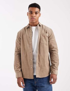 Hemdjacke aus Cord in Steinbeige mit Waffelstruktur-Neutral Neutral S