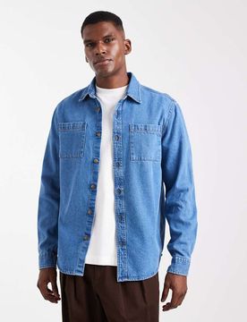 Jeanshemd in mittelblauer Waschung Blau XS