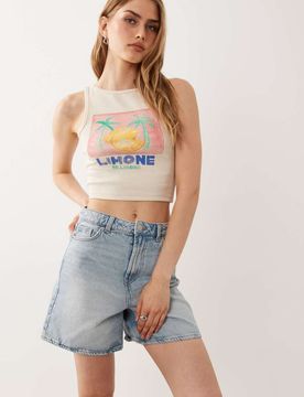 Jeansshorts in A-Linie in Hellblau Blau 38