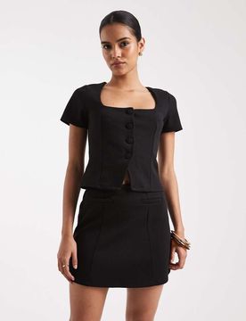 Mini-jupe d'ensemble évasée - Noir 36