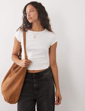T-shirt effet raccourci - Crème-Blanc 38