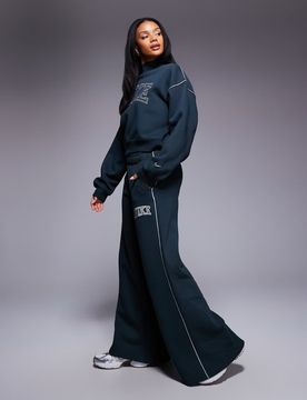 Pantalon de jogging large à logo rétro - Vert foncé L