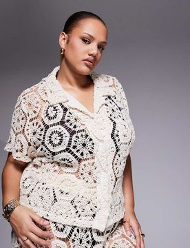 Chemise au crochet - Crème-Blanc 50