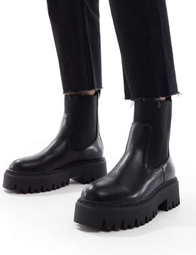 SEQWL - Stella - Bottines Chelsea larges chunky - Noir 38