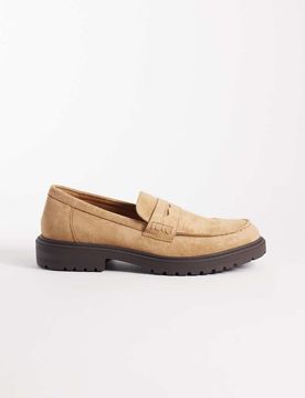 Pier - Loafer aus Wildlederimitat in Sandbeige mit dicker Sohle-Neutral Neutral 43