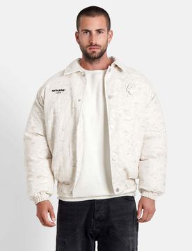 Big - Strukturierte Jacke in Beige mit Herzmotiv-Weiß Weiß M