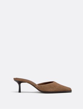 Mules aus Leder in Braun mit Kitten-Absatz-Brown Brown 36