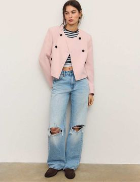 Blazer court à encolure ronde - Rose pastel M
