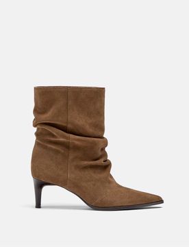 Bottines souples à talon en cuir - Marron-Brown 39