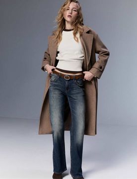 D68 - Jean bootcut avec ceinture - Bleu moyen délavé 42
