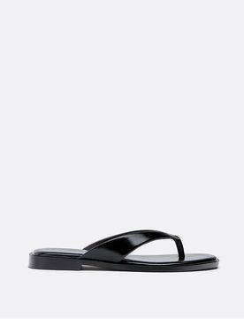 Flache Zehenstegsandalen in Schwarz Schwarz 39