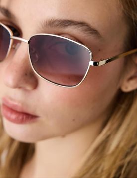 Lunettes de soleil carrées en métal - Marron-Brown M