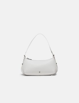 Längliche Schultertasche in Weiß mit Ösen Weiß M