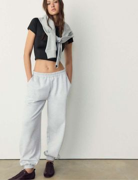 Pantalon de jogging coupe boyfriend - Gris chiné XS