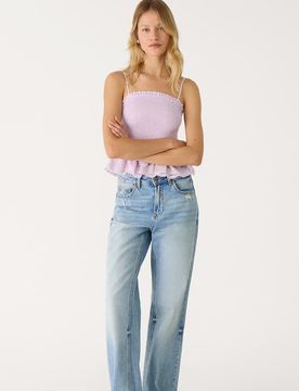 Petite - D92 - Jean droit large - Bleu denim 32