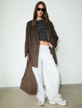 Weite, flauschige Hose in Grau meliert Grau XL