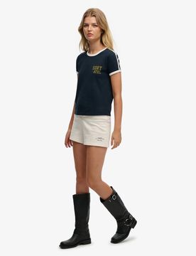 Athletic Essentials - Shorts aus Jersey in Wüstenknochen-Wollweiß mit Schriftzug Weiß 36