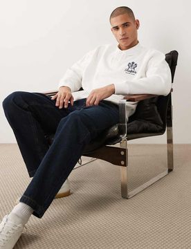 Polo - Langärmliges Sweatshirt in Weiß mit Wappenlogo auf der Brust Weiß S