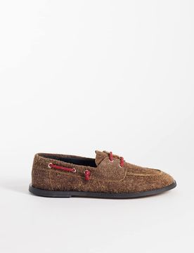 Pompeii - Ariete - Chaussures bateau texturées en daim - Caramel-Marron 37