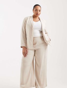 Pieces Curve - Eleganter Blazer in warmem Grau mit Leinenanteil, Kombiteil Grau 46