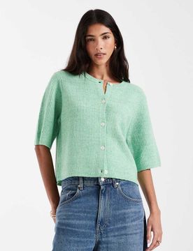 Gilet à manches courtes en maille douce - Vert pomme L