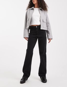 Kelly - Jean droit à taille haute - Noir W31 L30