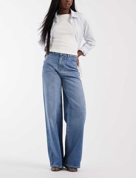 Selma - Jean large à taille haute - Bleu denim foncé W28 L30