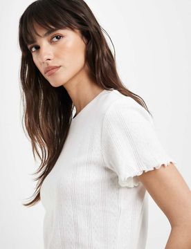 T-Shirt in Cloud Dancer mit Kräuselsaum-Weiß Weiß S