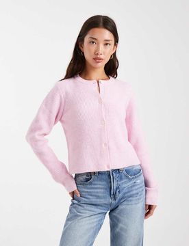 Weiche, langärmlige Strickjacke in Rosérosa Rosa S