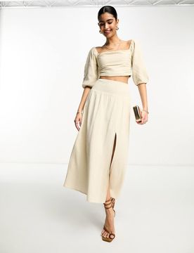 Geraffter Maxirock in Stone, Kombiteil-Neutral Neutral 42
