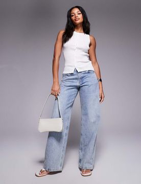 Ollie - Gerade geschnittene Jeans in hellblauer Waschung mit niedrigem Bund Blau 40