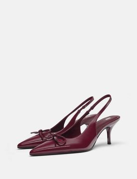 Schuhe in Burgunderrot aus Kunstleder in Lackoptik mit hohem Absatz Rot 41