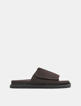 Slider-Sandalen aus Leder in Rosatönen Rosa 42