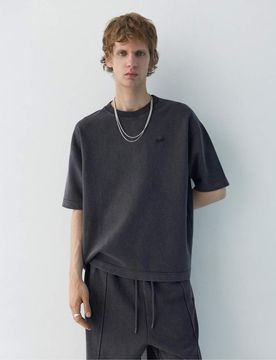 STWD - T-Shirt in Schwarz mit verwaschener Optik Schwarz L