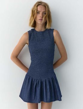 Pull & Bear - Robe babydoll courte - Bleu foncé S