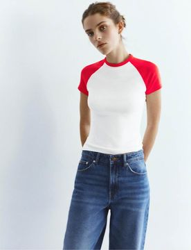 T-Shirt mit Raglanärmeln in Rot Rot XL