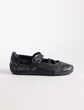 Speedcat - Flache Ballerinas in Schlangenlederoptik-Schwarz Schwarz 37