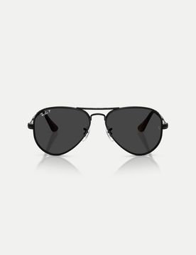 Aviator - Große, polarisierte Pilotensonnenbrille in Schwarz mit schwarzen Gläsern Schwarz XXL